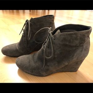 Clark’s Grey Suede Leather Wedge Booties